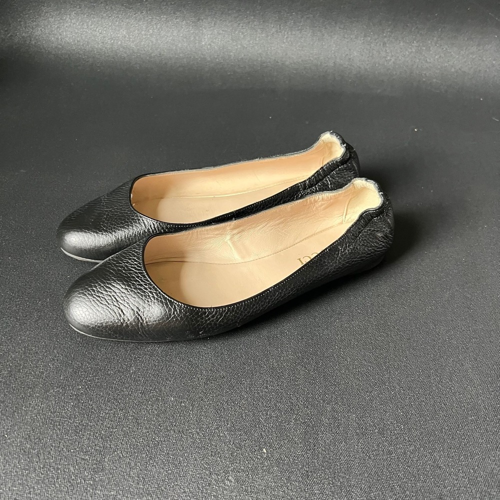 Sesto Meucci Black Pebbled Leather Ballet Flats 8.5 Minimalist Capsule Office
